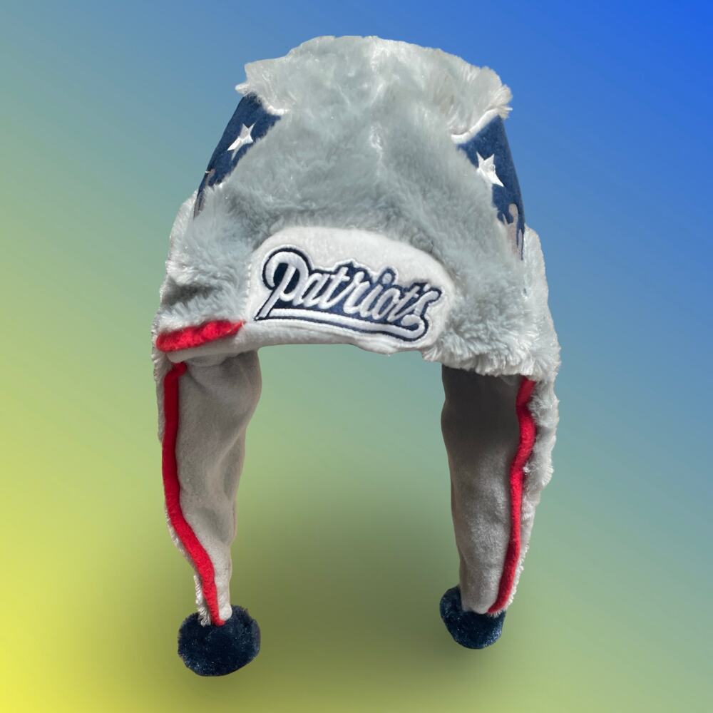 New England Patriots Trapper Hat Forever Collectibles Faux Fur Ushanka Pom